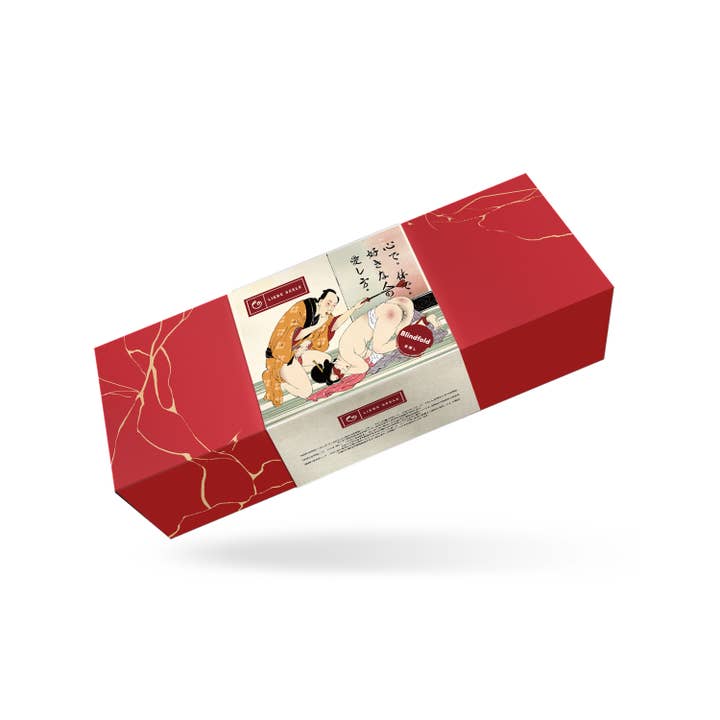 Liebe Seele - Wholesale Sex Toy - Kinbaku Ukiyoe Luxury Red Rosy Lamb Suede Leather Blindfold