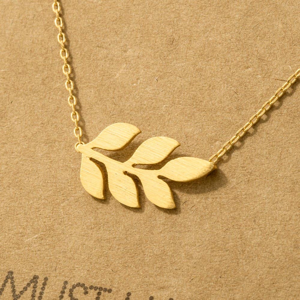 Fame Accessories - Wholesale Pendant/Charm Necklace - Gold Dipped Dainty Leaf Pendant Necklace3