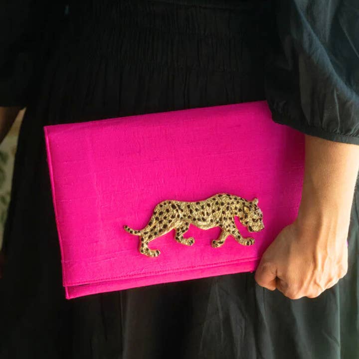 Garland Bags - Wholesale Clutch Bag - Women's - Hot Pink Dupioni Silk Cindy Clutch w/ Magnetic Snap