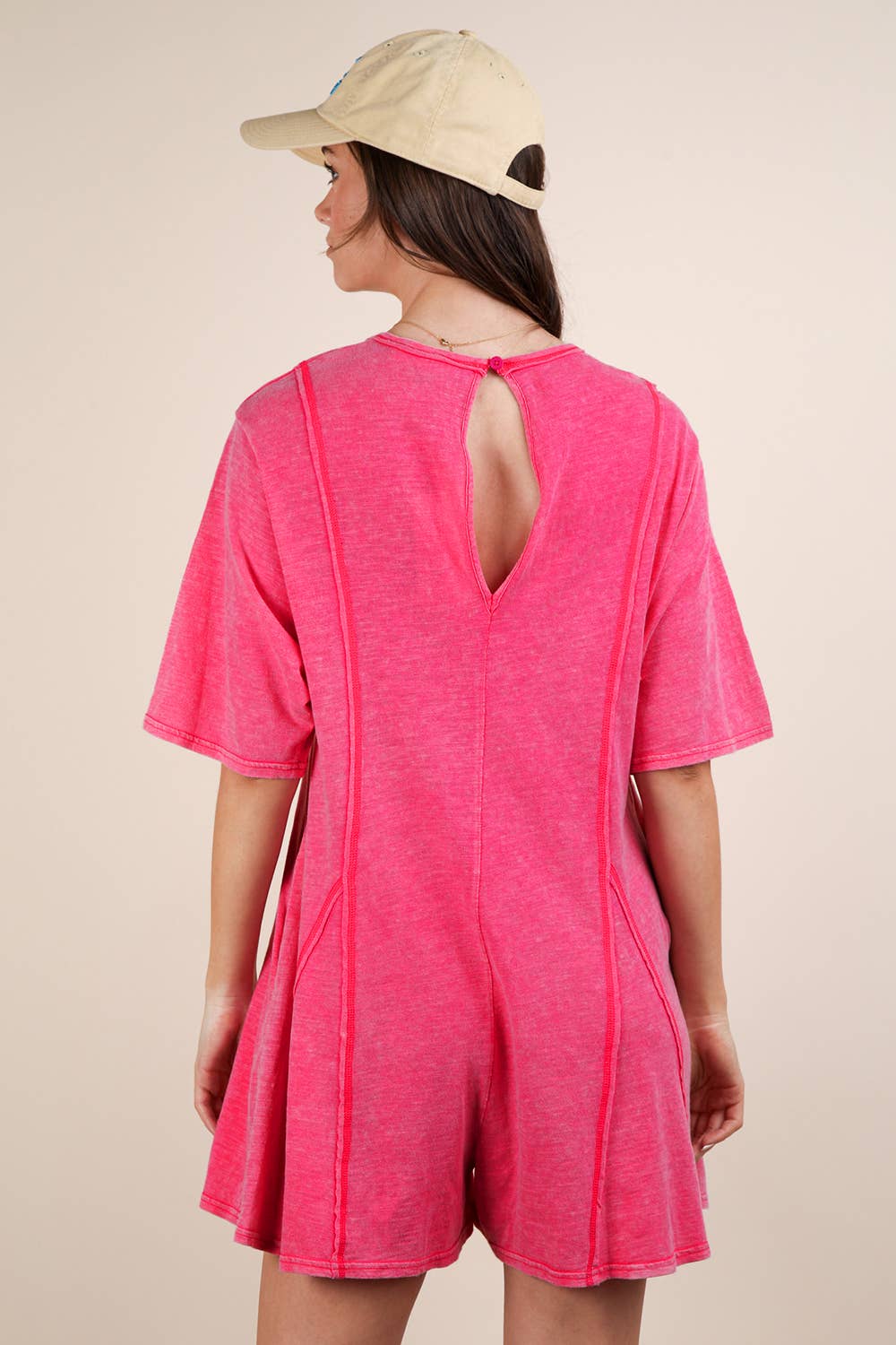 VERY J - Wholesale Romper - Women's - NP70727-Mineral Washed Oversized Knit Comfy Romper3