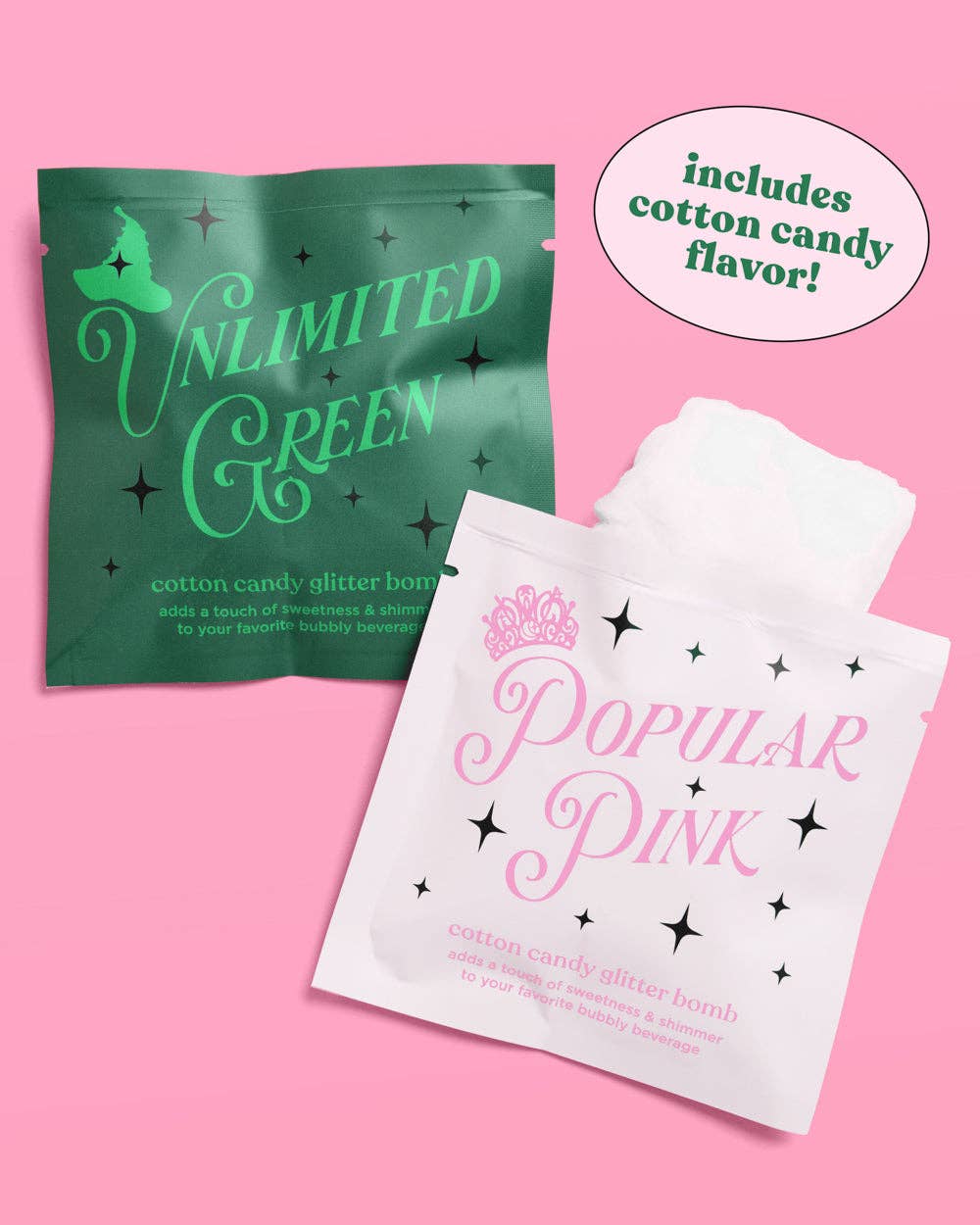 xo, Fetti - Vente Barbes à papa - Bombes à boire roses vertes pailletées | bombe à boire à la barbe à papa5