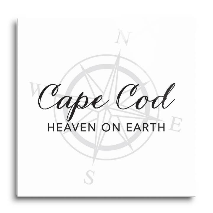 Minimalistic B&W Cape Cod Heaven On |12x12 Glass Plaque for wholesale by Love Local