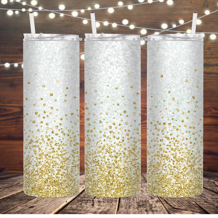Gold glitter on white for wholesale by Kazali Creations