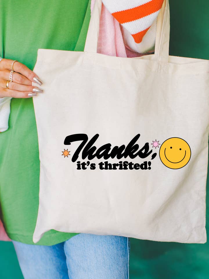 Thanks its thrifted Tote Bag for wholesale by Seven hearts shop