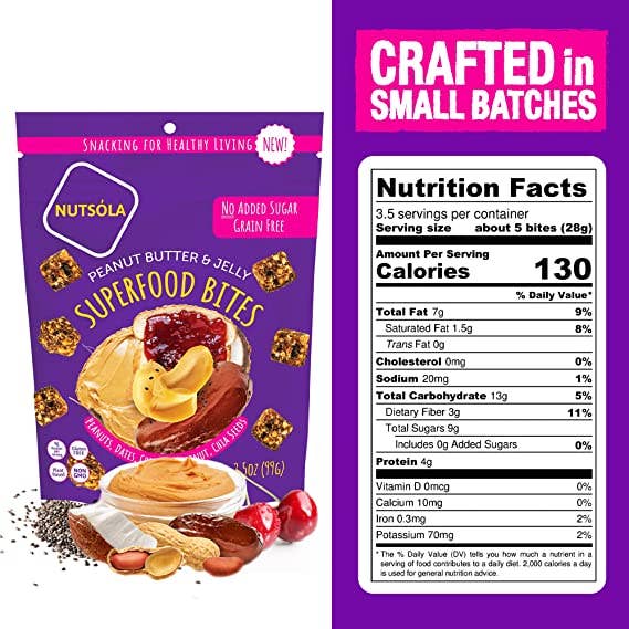 NUTSÓLA - Wholesale Snack Bar - Peanut Butter and Jelly Superfood Bites5