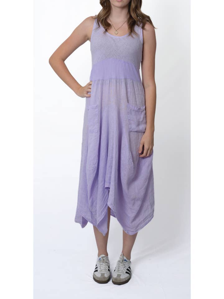 Merci Marie - Wholesale Dress - Women's - Linen Tank Gathered Dress #46707