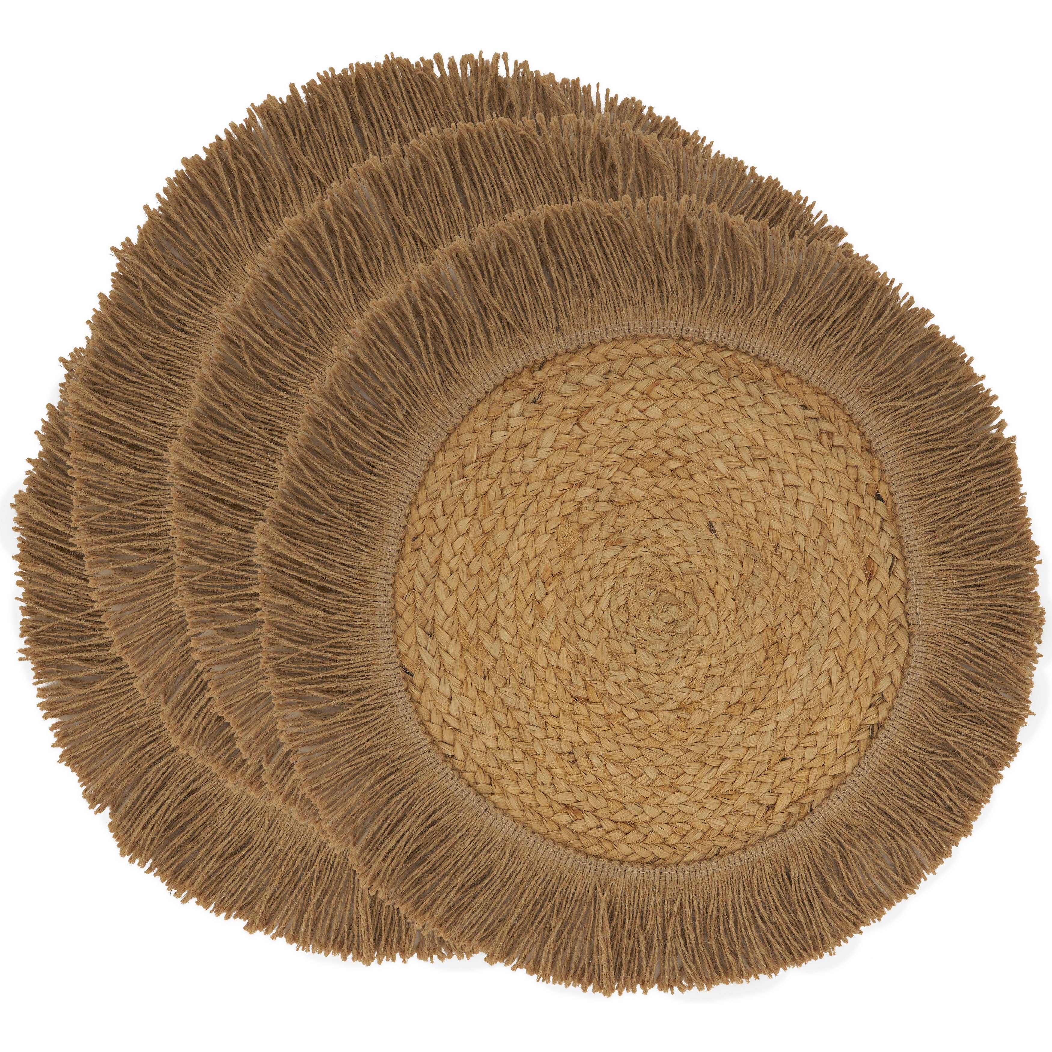 Natürlich Tischset mit Fransen aus Jute für den Großhandel auf Faire2