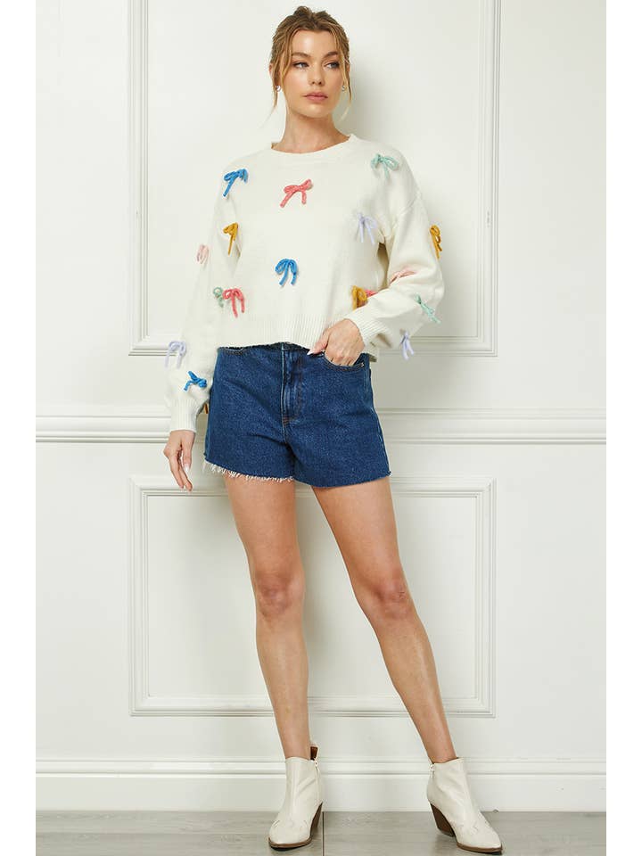 Allie Rose - Wholesale Knit Sweater - Women's - Soft 3D Ribbon Pullover Sweater3