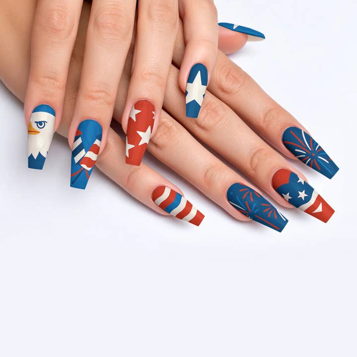 FYNE BODY - Wholesale Press-on/fake nails - Retro Drip 4th of July Press-On Nails36
