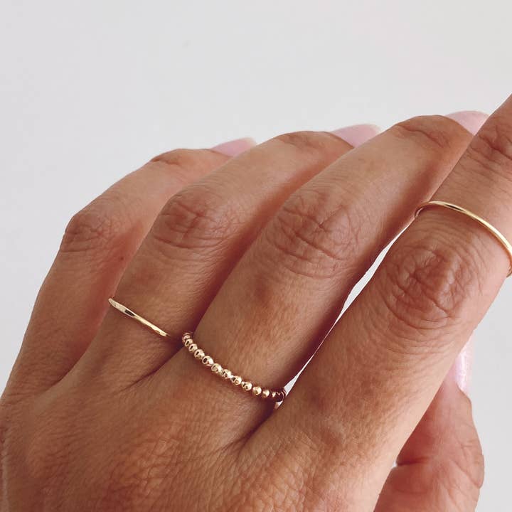 AVA Handmade Jewelry - Wholesale Band/Stacked Ring - Stacking 3 rings set, stackable, beaded, hammered ,thin11