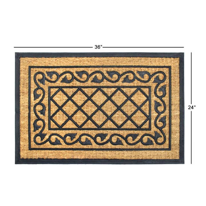RugSmith - Wholesale Door Mat - RugSmith Moulded Rubber Coir Honeysuckle Doormat, 24" x 36"