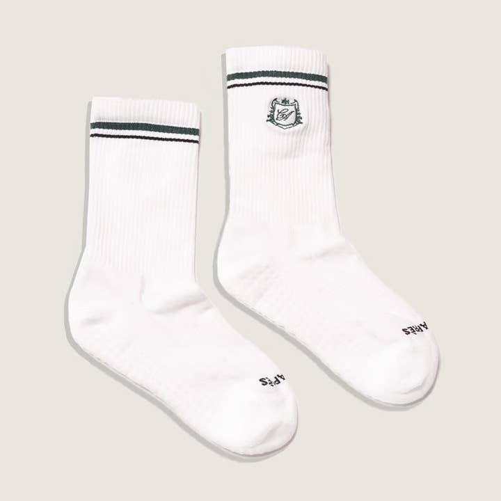 The Peyton Crest Crew Grip Sock for wholesale by Cafe Apres