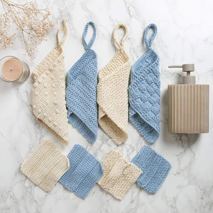 Face Cloth and Scrub Pad Beginner Knitting Kit for wholesale by Wool Couture Company