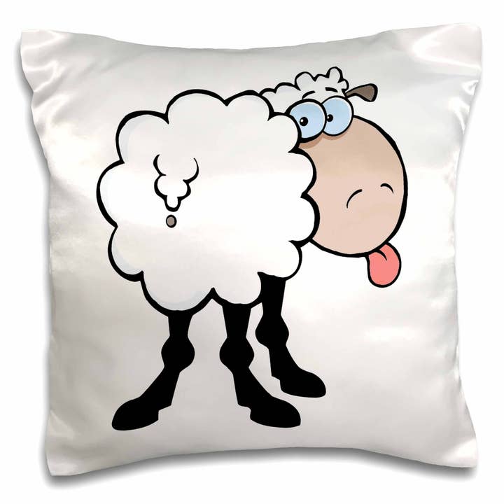 3dRose, Rolig Söt Får Sticker Ut Tungan Bakom, Kuddfodral för wholesale av 3dRose