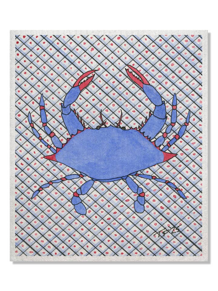 Torchon à motif de crabe sur grille pour la vente par Toute-Petite