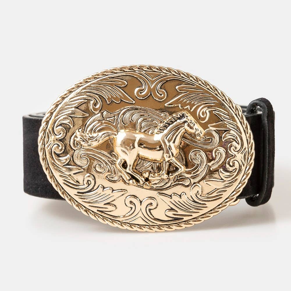 Collections by Fame Accessories - Wholesale Belt - Women's - Large Western Horse Medallion Buckle Belt4
