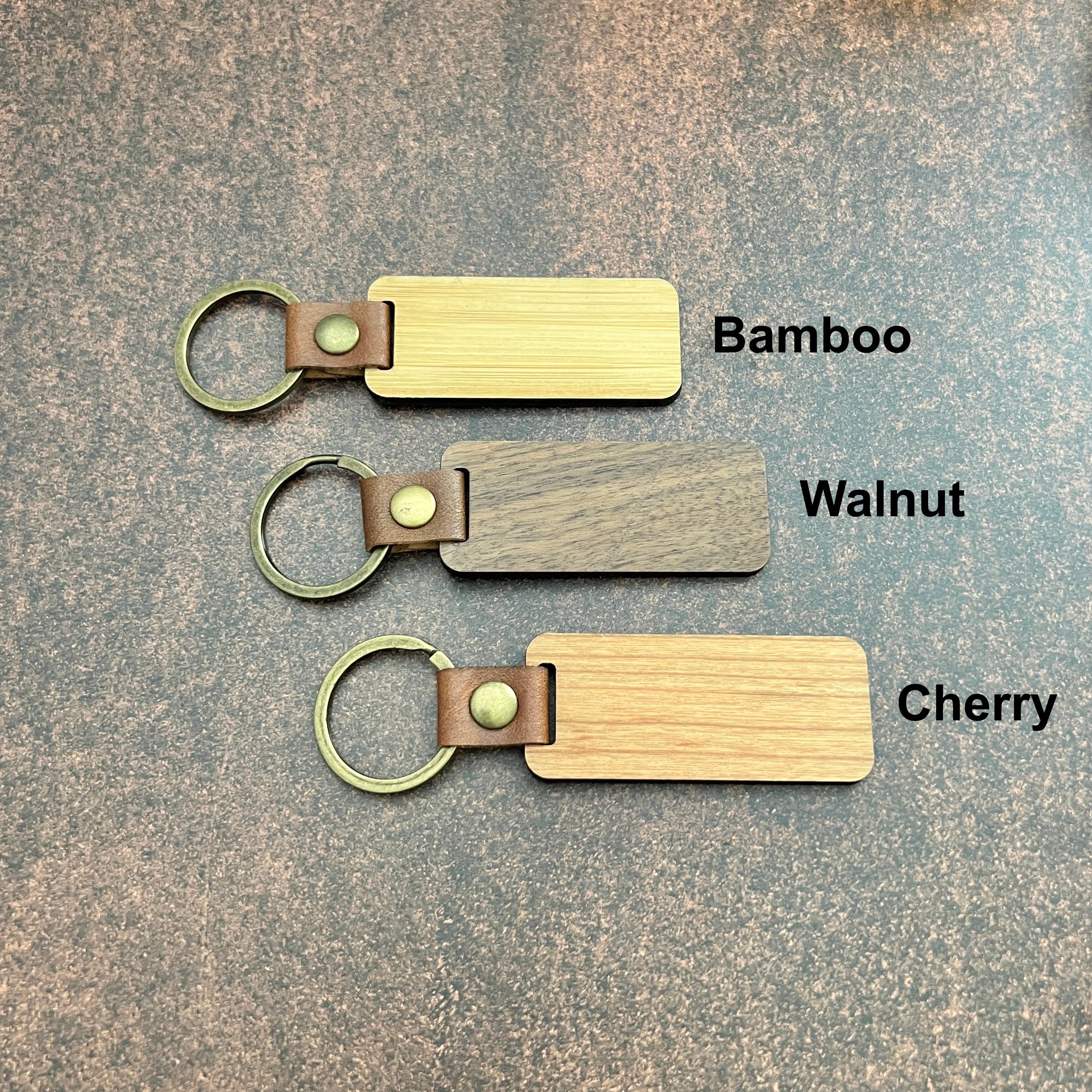 The Cutest Gifts - Wholesale Keychain - Unisex - Walnut, Cherry, and Bamboo Finished Wood Keychain Blanks1