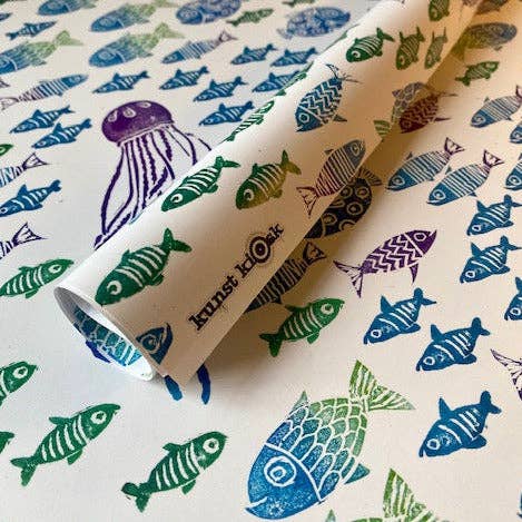 kuki - Wholesale Flat Wrap - “Fish & Sea” wrapping paper1