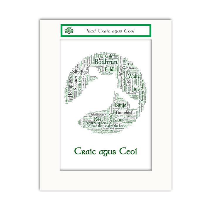 Ireland With Love – wholesale Art print – Craic Agus Ceol Bodhran Irish Themed Word Art