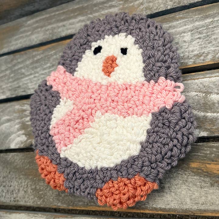 Chickadee Creations - Wholesale Coasters - Penguin coffee coaster, mug rug, punch needle, mug coaster 1