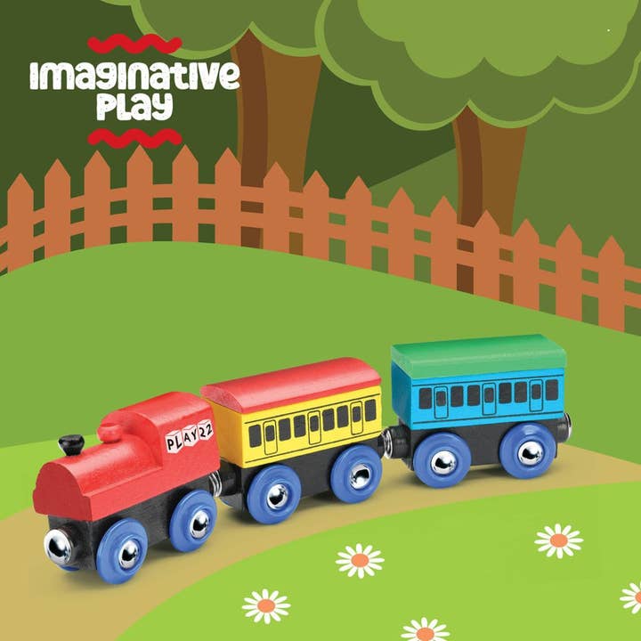 Play22 - Vendita all'ingrosso Set di giocattoli - Bambini - "Set di Treni in Legno 12 Pezzi - Motrici Magnetiche e Giocattoli"