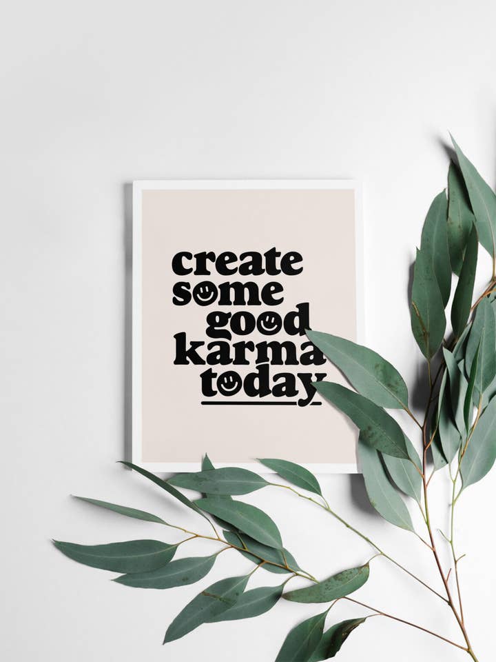 Good Karma - Decorazione da parete con stampa artistica minima BoHo per la vendita all'ingrosso da parte di Inked Prints