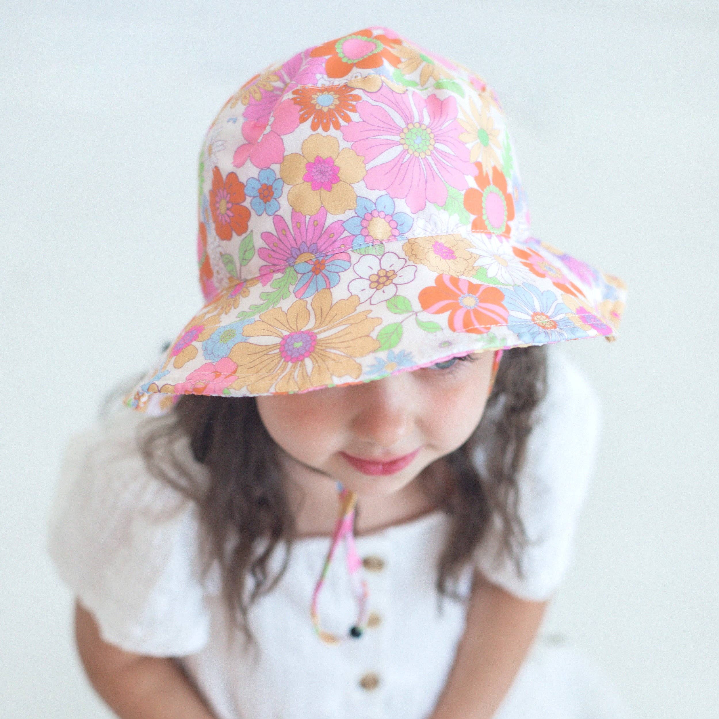Honey Lemonade- Minky Baby Blankets and Gifts - Wholesale Sun Hat - Kids - Baby & Kids Sun Hat - Retro Floral7