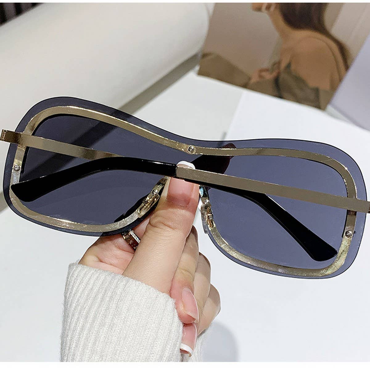 ACCITY - Wholesale Sunglasses - Women's - INTEGRATED METAL SUNGLASSES FRAMELESS GLASSES_CWASG03496