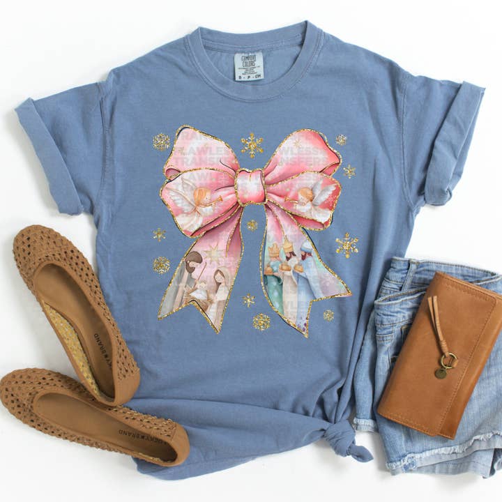 Flawless Transfers - Wholesale Sublimation Transfer - Jesus Christmas Coquette Bow DTF Transfer