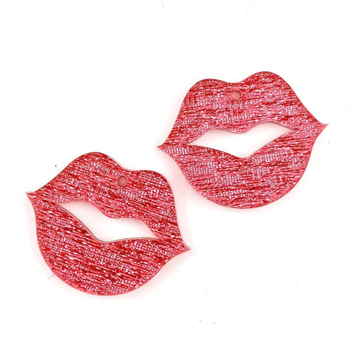 Pink Shimmer Acryl Smooches Valentijn DIY-oorbelblanks voor wholesale door Piddlin' Supply Co