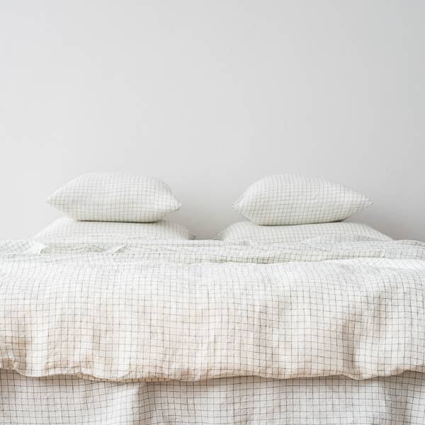 LinenMe - Wholesale Duvet Cover - White Arctic Check Washed Bed Linen Duvet