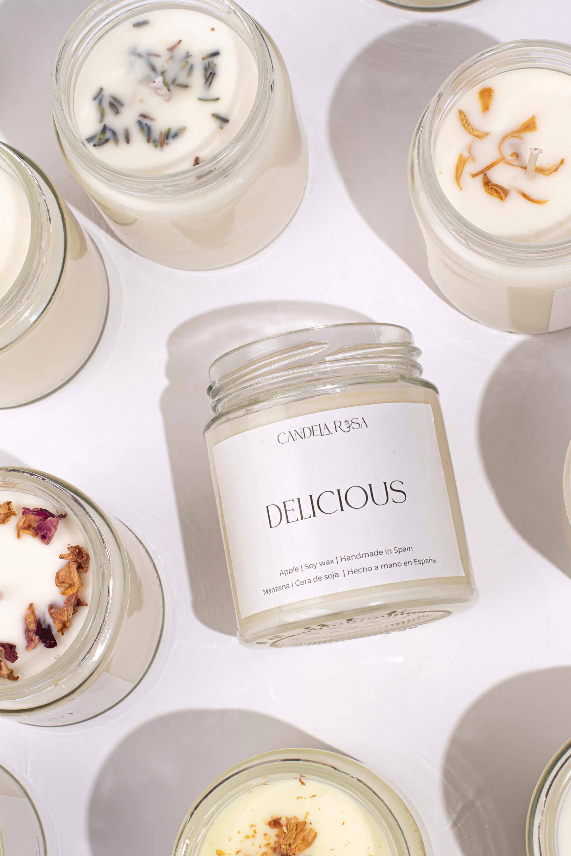 Candela Rosa - Wholesale Jar/Filled Candle - Artisanal apple soy wax scented candle  1