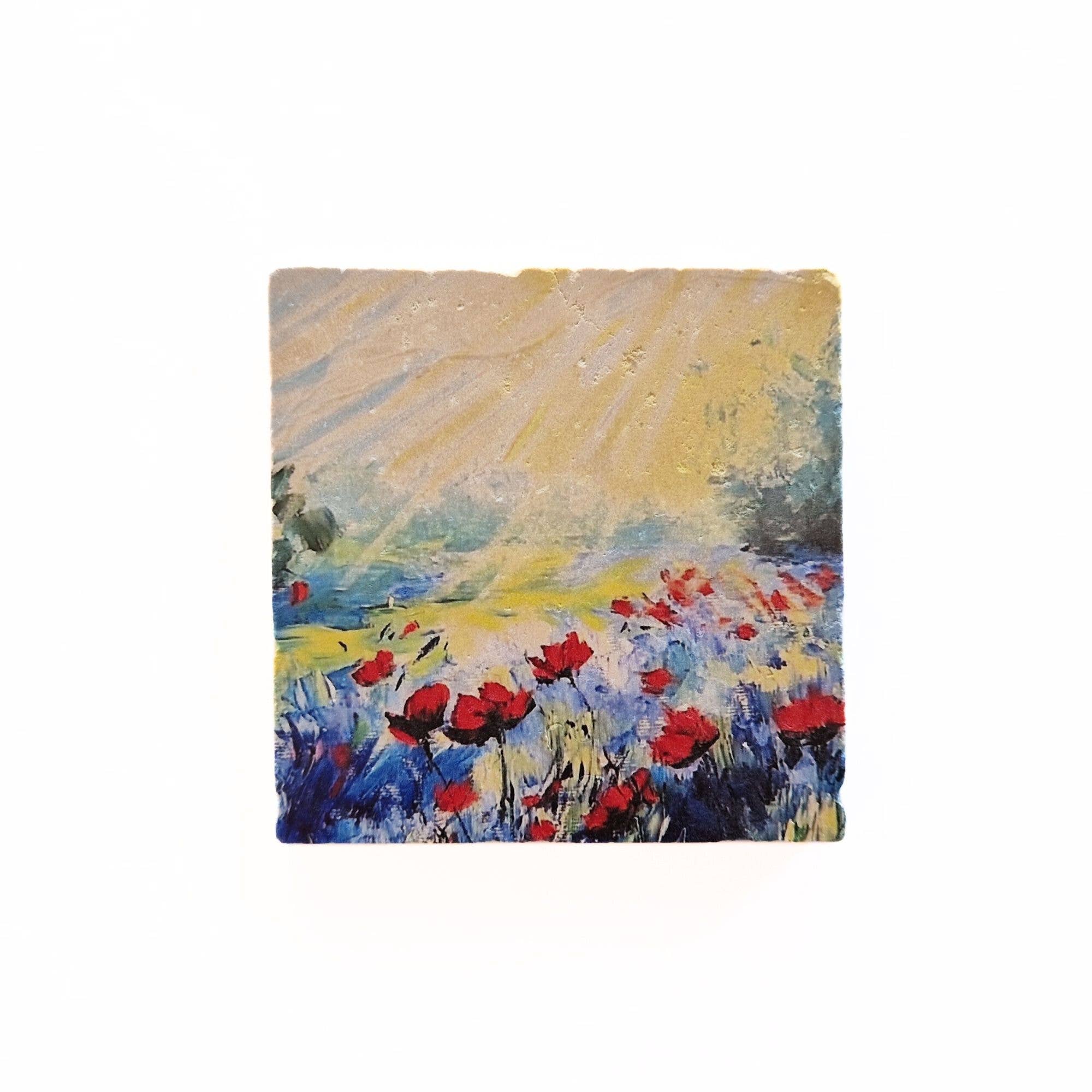 Artige BV - Wholesale Sculpture - Veld van klaprozen - natuursteen tegel