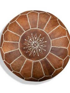Moroccan Leather Pouf Cognac Brown Cover for wholesale by Poufs & Pillows
