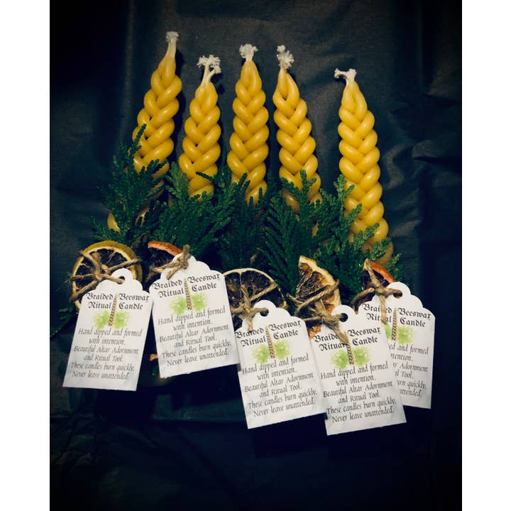 BlakByrd Botanika - Wholesale Tapered candle/candlestick - Braided Beeswax Candles1