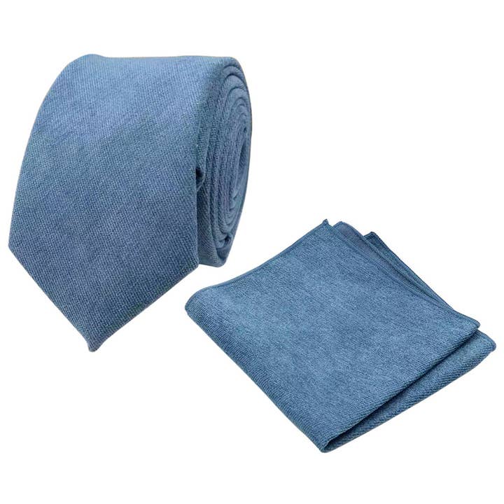 Hux Peacock Teal Blue Cotton Blend Tie and Pocket Square Set for wholesale by Dickie Bow