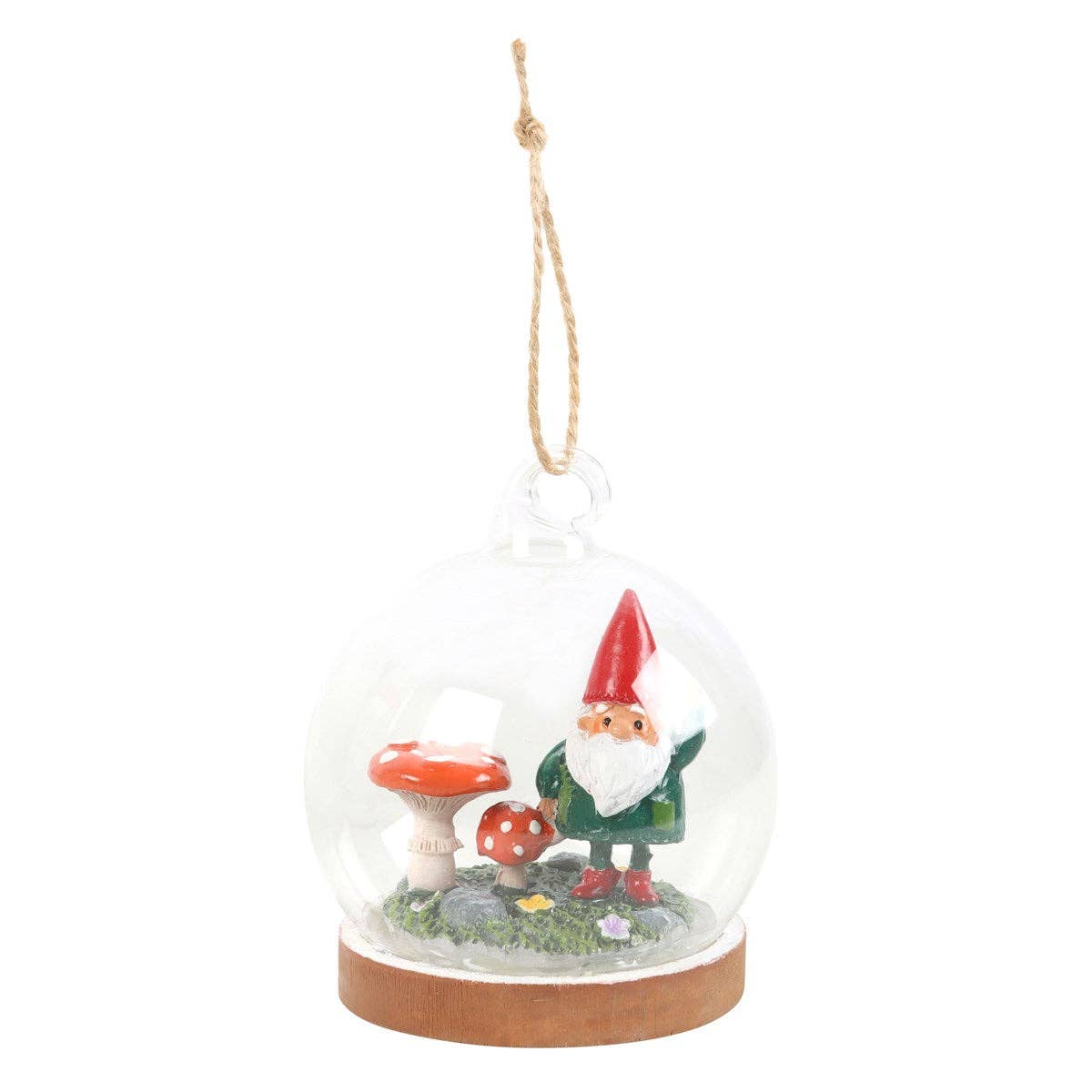 Something Different Wholesale - Wholesale Ornament - Gnome Glass Dome Hanging Decoration1