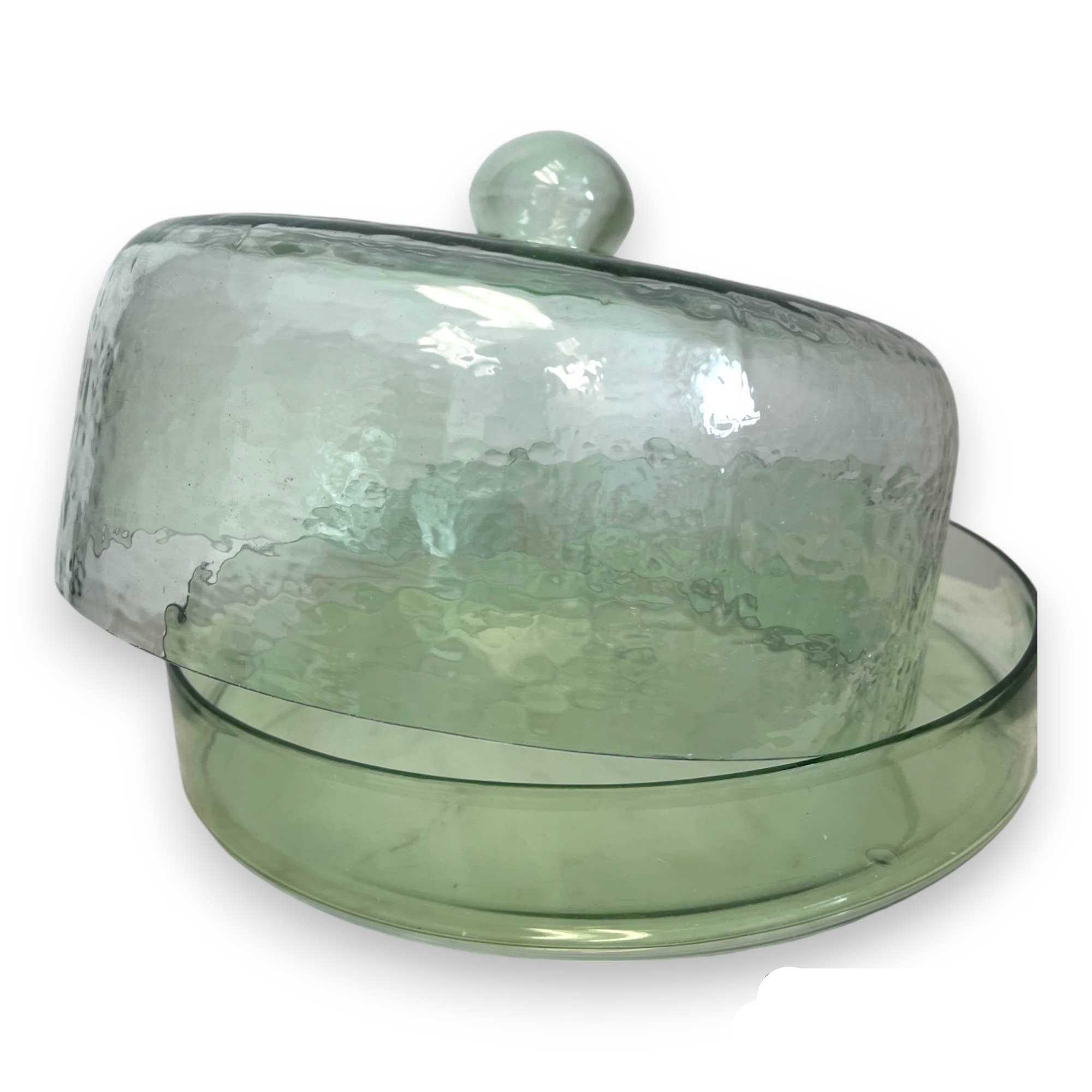 Cake Recycled Glass Dome w/Plate Dia 11.5" Light Green for wholesale on Faire1