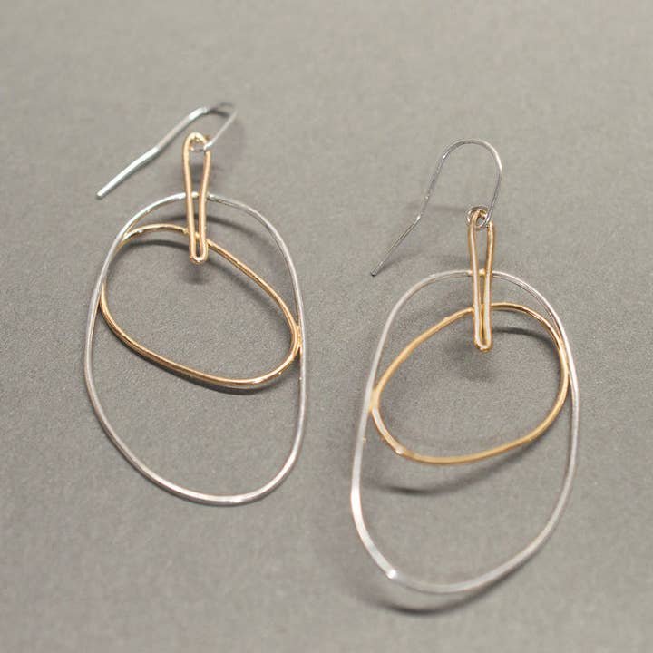 LARGE POOL TWO TONE EARRING for wholesale by HALEY LEBEUF JEWELRY