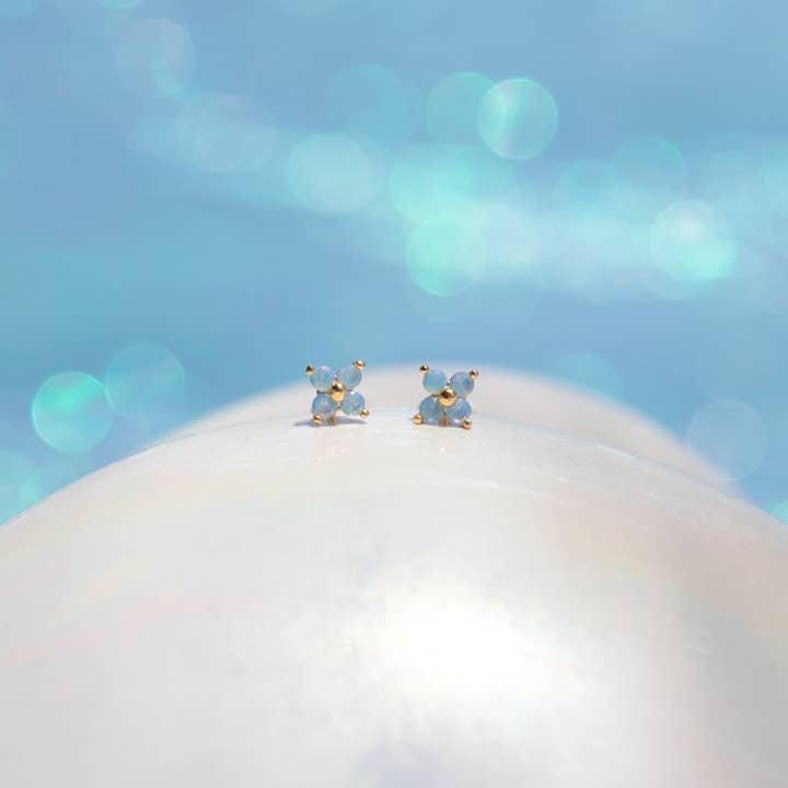 Girls Crew - Wholesale Stud/Post Earrings - Teeny Tiny Blue Blossom Studs12