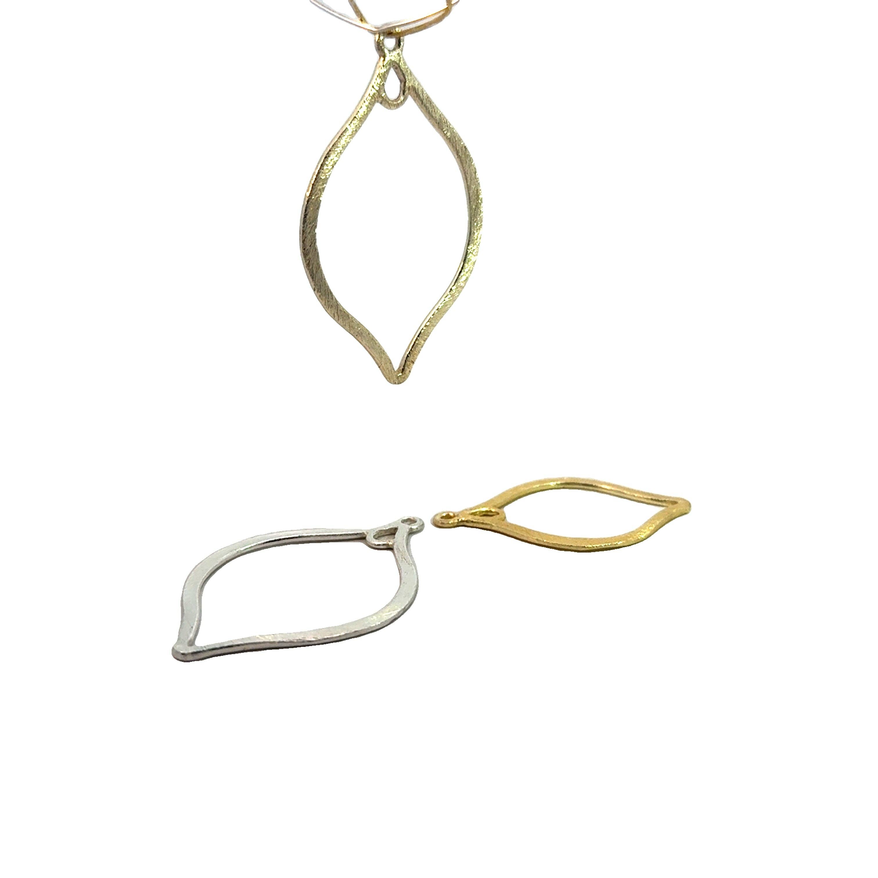 Purity Beads – Engroshandel Håndværk forsyninger – Guldfinish og sølvbelagt, Gunmetal E-belagt, børstet finish, øreringskomponenter, to løkker, to størrelser: 47mx30m, 39mx29m6