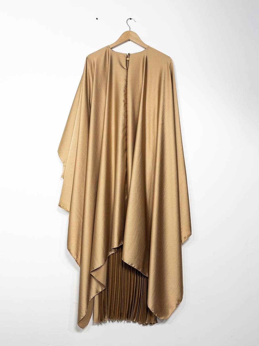 IDEAL OUTFIT - Vente Robe – femme - Abaya fluide plissée avec cape intégrée en satin ref:Y10210