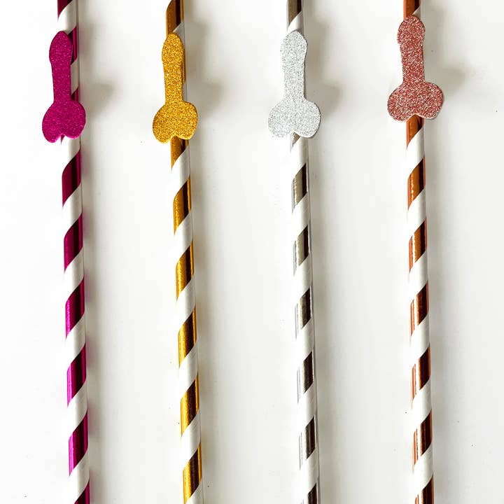 Little Genie Productions - Wholesale Drinking straw - Glitterati Penis Tall Straws