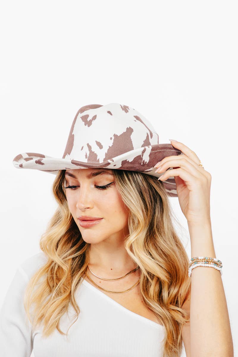 Collections by Fame Accessories – wholesale Cowboy Hat – Women’s – Cow Print Cowboy Hat1