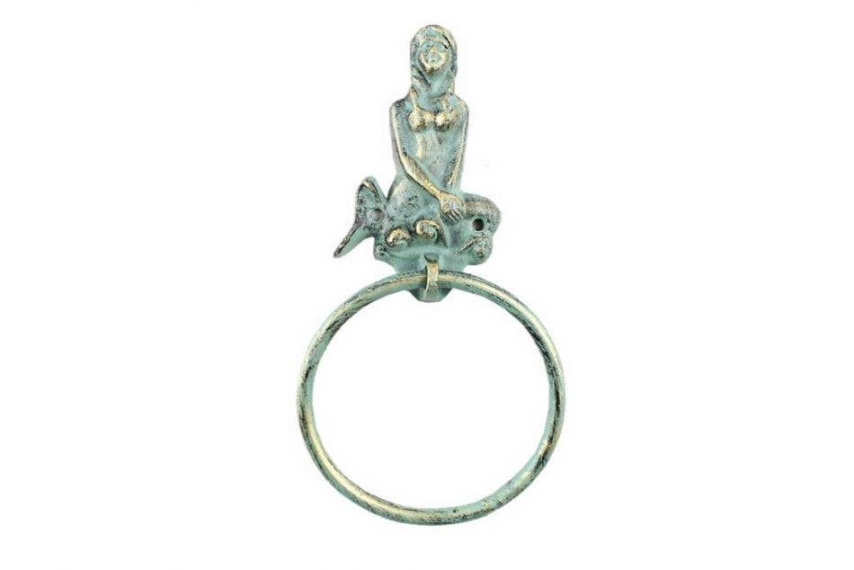 Hampton Ironworks - Wholesale Towel Holder/Hanger - Antique Bronze Cast Iron Mermaid Towel Holder 8.5"0