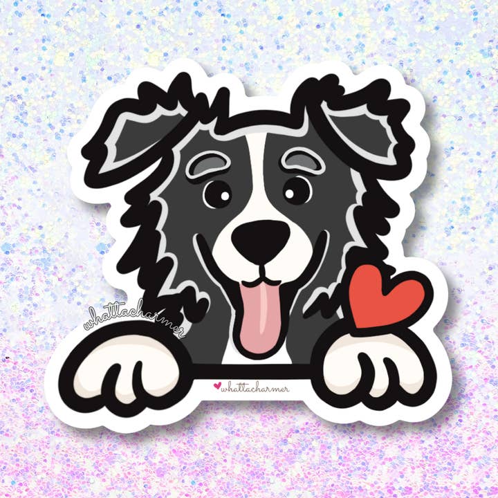 Border Collie Dog Sticker, Black for wholesale by WhattaCharmer