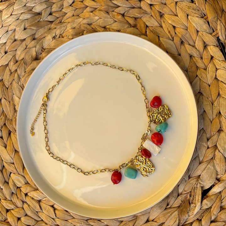 OE! - Wholesale Pendant/Charm Necklace - CONCHIGLIE ROSSE - collana e pendenti in acciaio placcato oro e pietre natural4