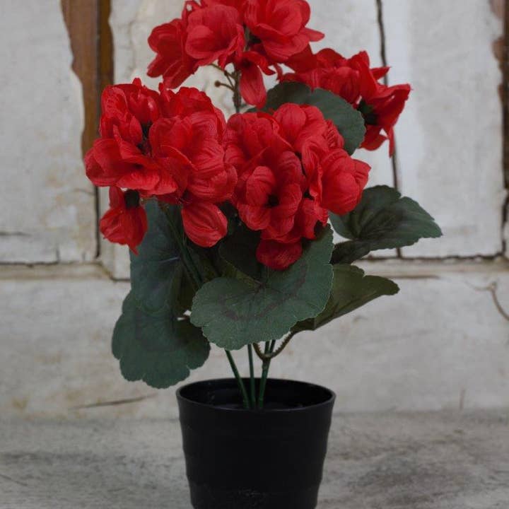 Wholesale Home Decor - Wholesale Artificial Flowers - Red Geranium Pot