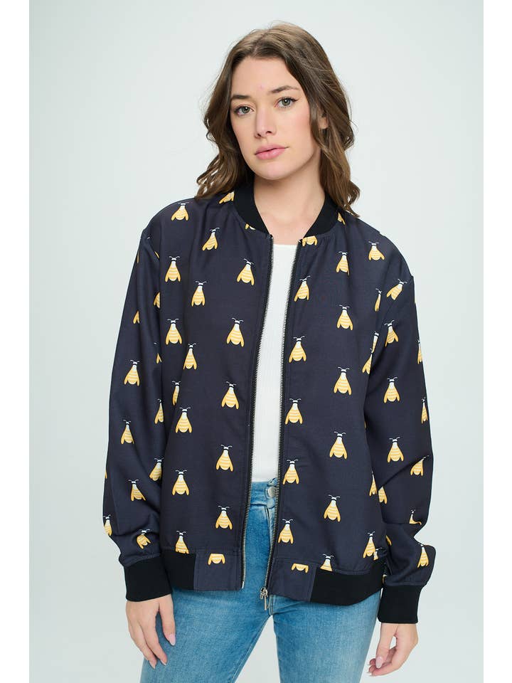 SM WARDROBE - Vendita all'ingrosso Bomber - Donna - GIUBBOTTO BOMBER BEE ALL OVER2