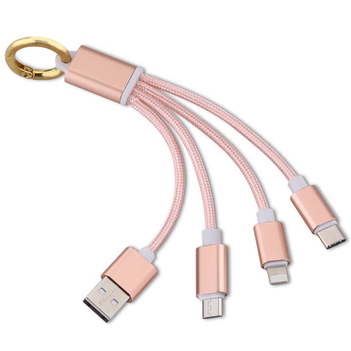 Ellie Rose - Wholesale Charging Cable - 3-in-1 Charging Keychain - Rose Gold1